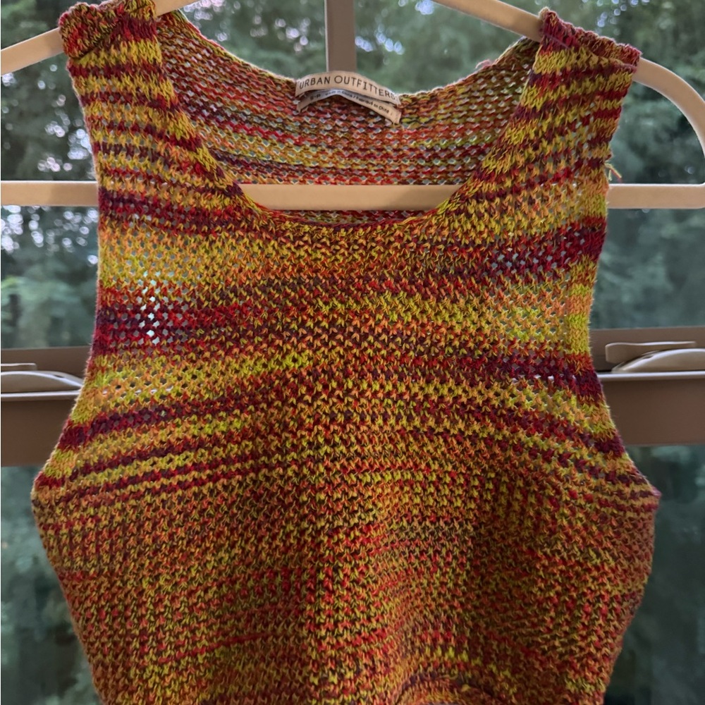 Urban Outfitters Red and Yellow Knit Tank Top